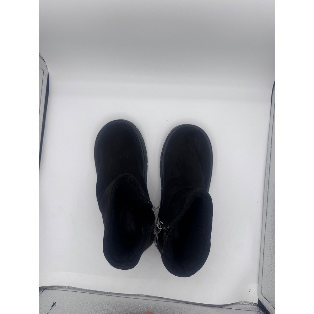 Universal Thread Ankle Boots Faux Fur Lined Zipper Women Size 7 Black Winter - Picture 4 of 6